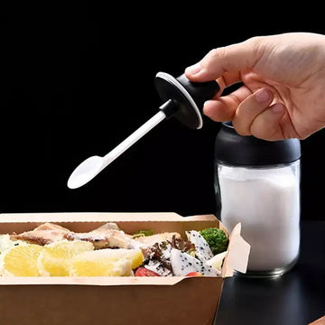 5522 Heat-resistant Condiment Container Seasoning Box Glass Condiment Canisters Pots Bottle With Serving Spoons For Salt Spice Honey Sugar Bbq Resturant Jar Oil Bottle Honey Jar Dispenser Airtight Cap Transparent (1 Pc) Wukusy