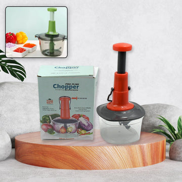 5790 Manual Press Fruit  Vegetable Chopper With 3 Stainless Steel Blades Anti-slip Base And Locking System Cutting Chopper For Kitchen (650 Ml) Wukusy