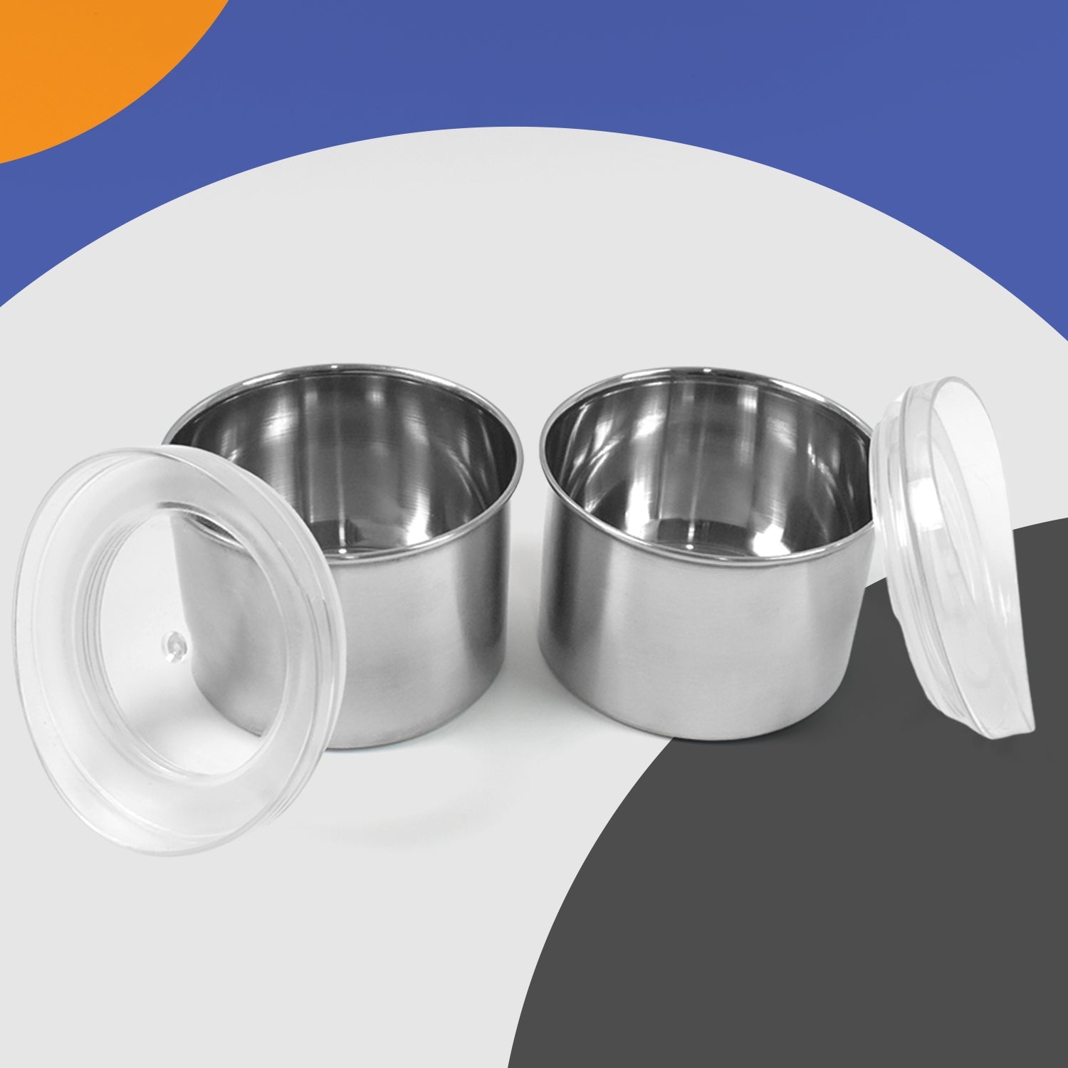 Multipurpose Stainless Steel Airtight Containers With See Through Lid (2 Pc  500 Ml) Wukusy