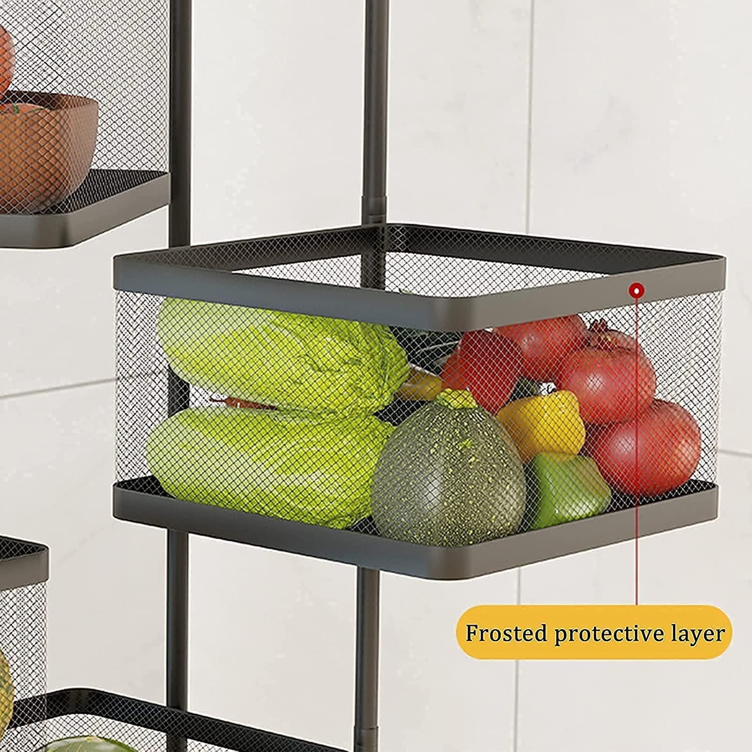 Metal High Qaulity Kitchen Trolley Kitchen Organizer Items And Kitchen Accessories Items For Kitchen Rack Square Design For Fruits  Vegetable Onion Storage Kitchen Trolley With Wheels (4 Layer  3 Layer) Wukusy