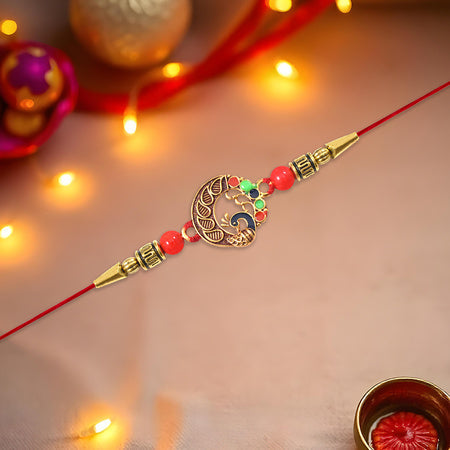 Elegant Round Peacock Design Rakhi Wukusy