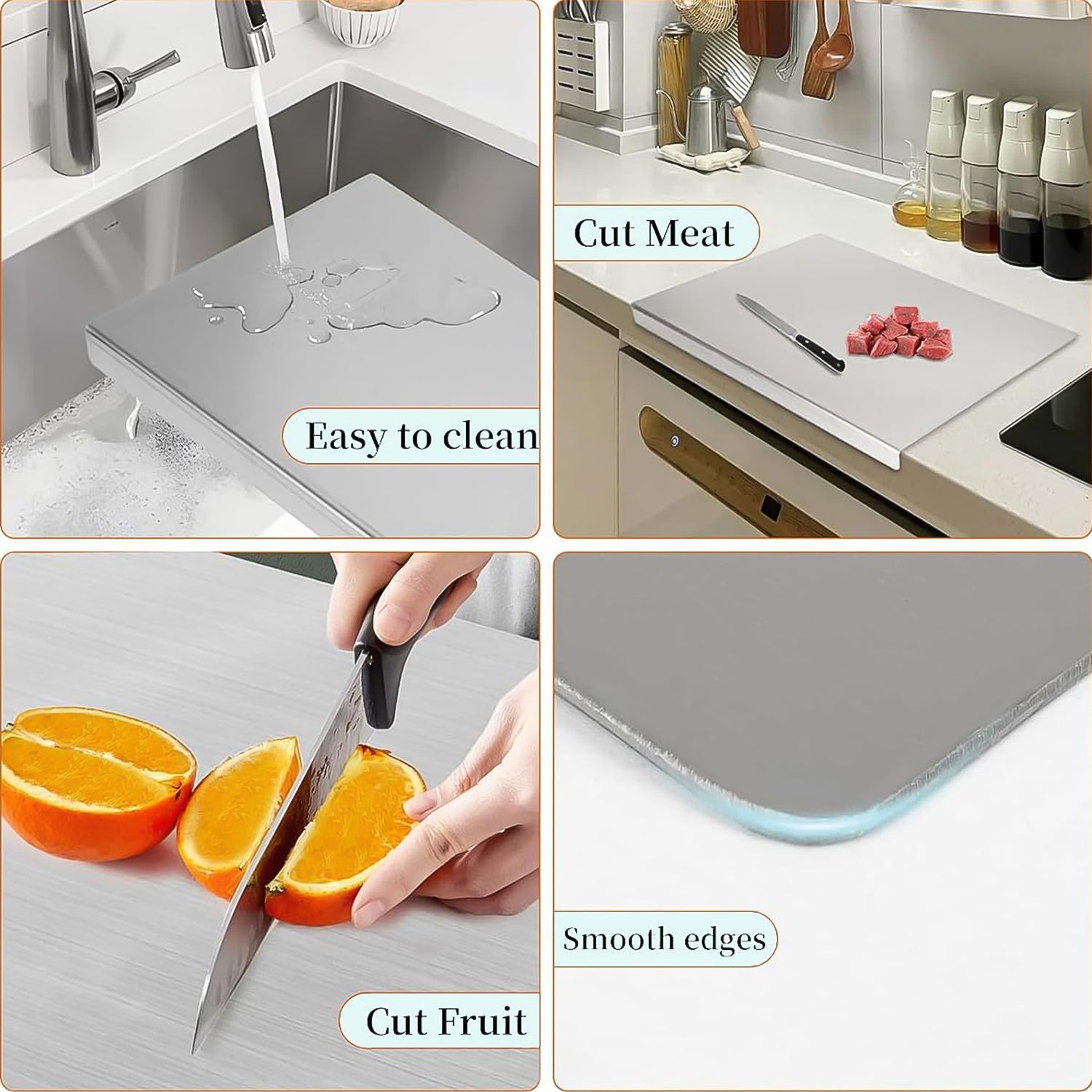 Premium Stainless Steel Anti-bacterial Chopping Board For Kitchen (1 Pc) Wukusy