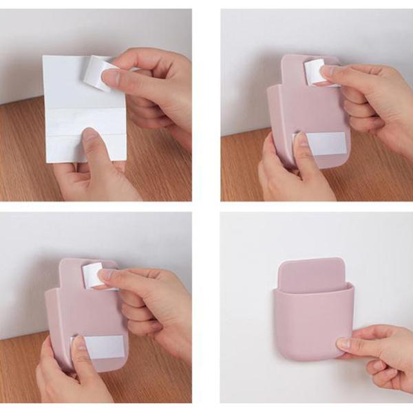 1374 Wall Mounted Storage Case With Mobile Phone Charging Port Plug Holder - Pack Of 4 Pcs Wukusy