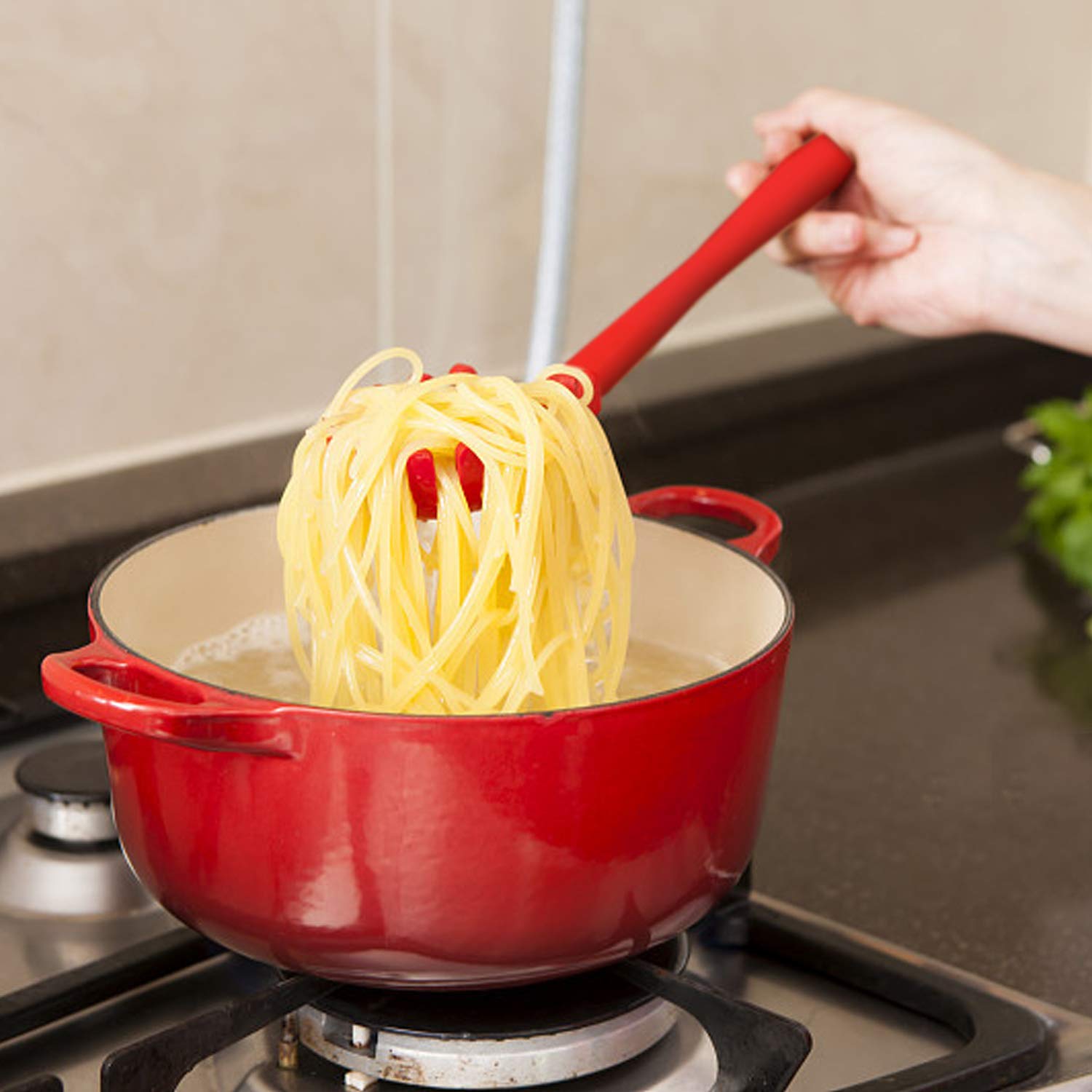 5441 Pasta Fork Silicone Cookware Spaghetti Strainer Server Spoon No Hurt The Pot High Temperature Resistant Nonslip. Wukusy