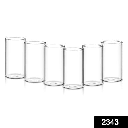 2343 Heavy Unbreakable Stylish Plastic Clear Look Fully Transparent Glasses Set 330ml (6pcs) Wukusy