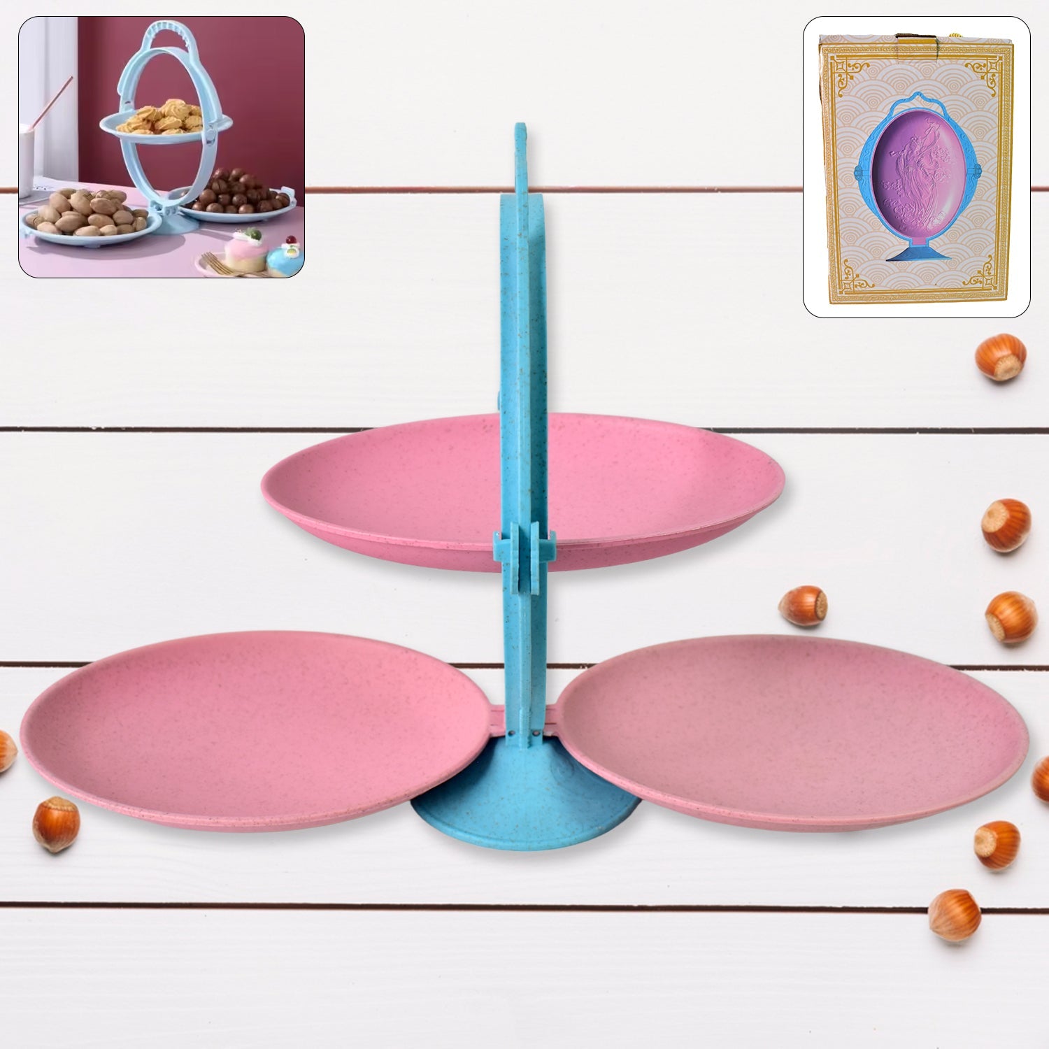 Foldable Fruit Plate Candy Dish  Multi Use Mirror Shape Dried Fruit Tray (1 Set) Wukusy