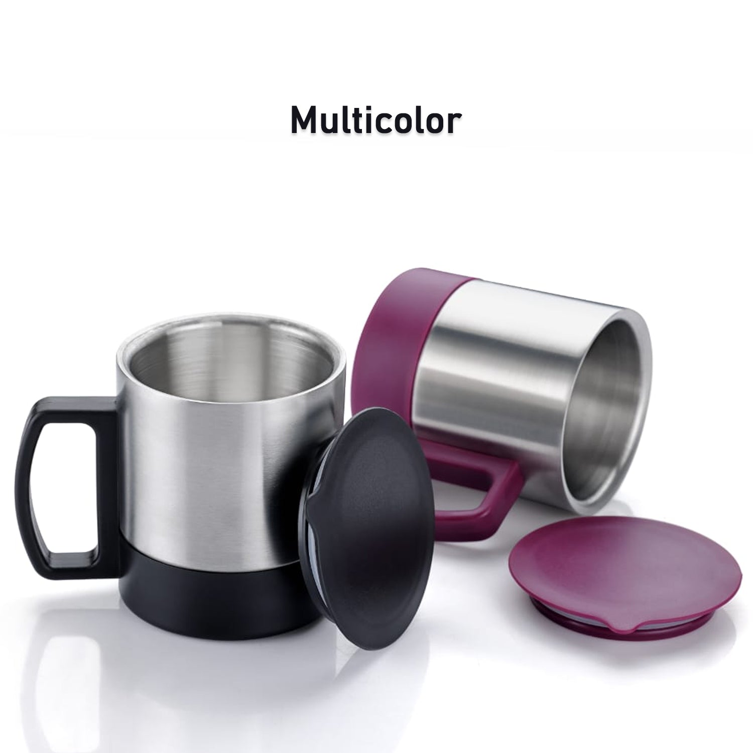 5565 Stainless Steel Coffeetea Cup Stainless Steel Lid Cover Hot Coffeetea Mug Hot Insulated Double Wall Stainless Steel Coffee And Milk Cup With Lid  Handle Easy To Carry - Coffee Cup (1 Pc) Wukusy
