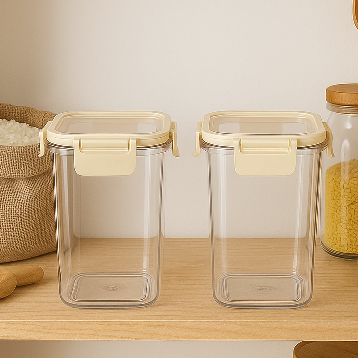 Apex Press N Lock Airtight Kitchen Storage Container Set (2pc1400ml) Approx Wukusy