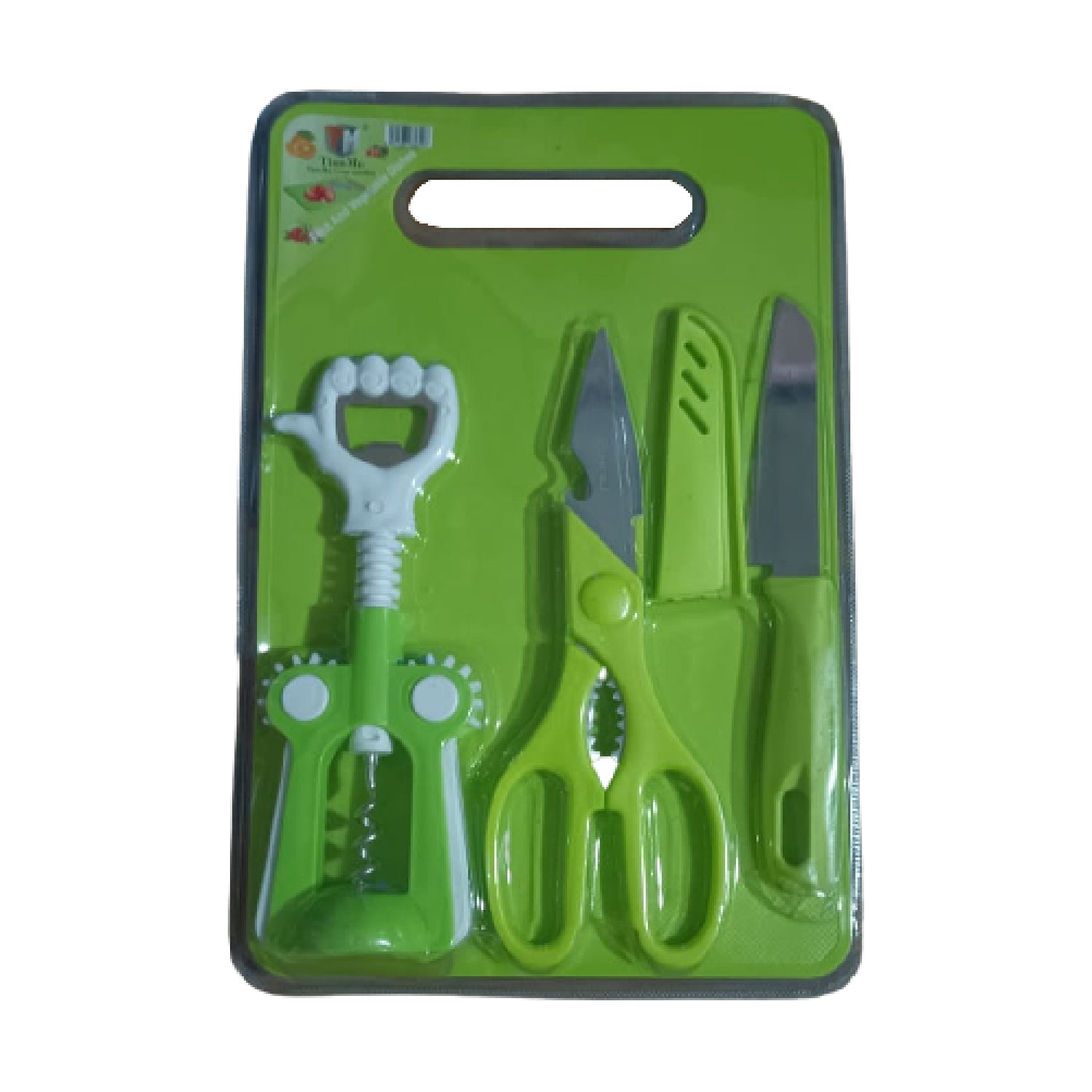 5508 Plastic Chopping Board With Knife Set And Scissor And Wine Stainless Steel And Plastic Kitchen Item Multipurpose Cutting Vegetables Wukusy