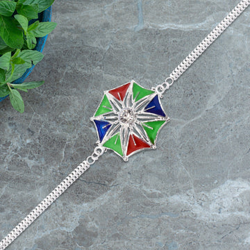 Colorful Star-shaped Rakhi With Central Stone Wukusy