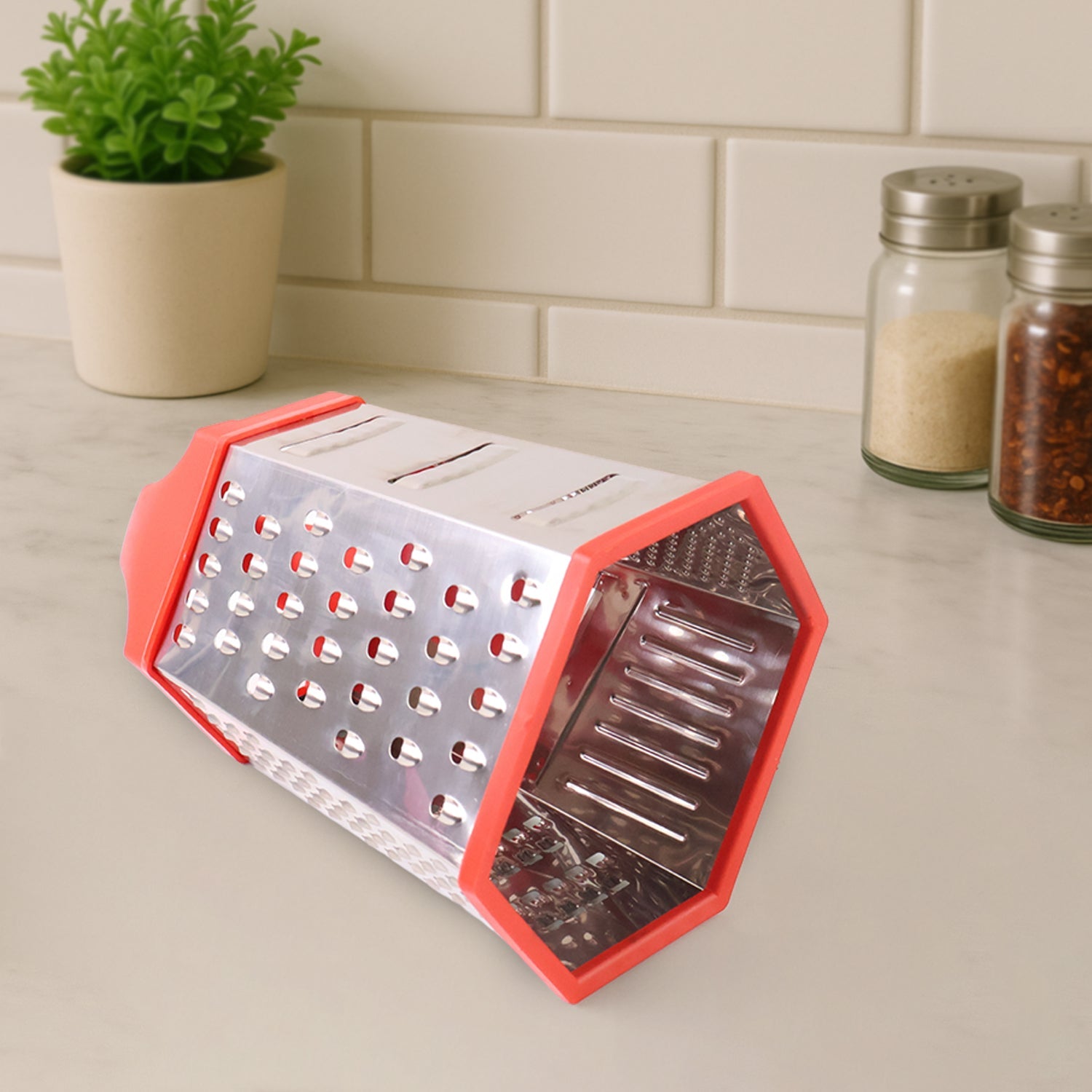 7-in-1 Heavy Duty Stainless Steel Box Grater With Ergonomic Handle (1 Pc) Wukusy