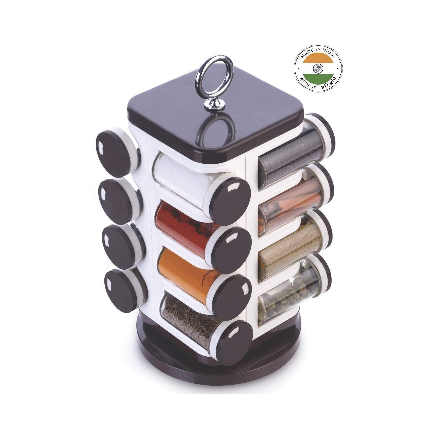 8119 Ganesh Multipurpose Revolving Spice Rack With 16 Pcs Dispenser Each 100 Ml Plastic Spice Abs Material 1 Piece Spice Set 1 Piece Spice Set  (Plastic) Wukusy