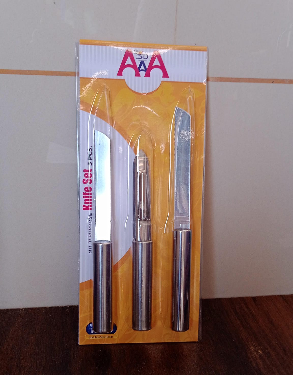 8243 Stainless Steel Multipurpose Sharp Cutting Knife With Non-slip Handle For Fruit Meat And Vegetable Chopping (Pack Of 3) Wukusy