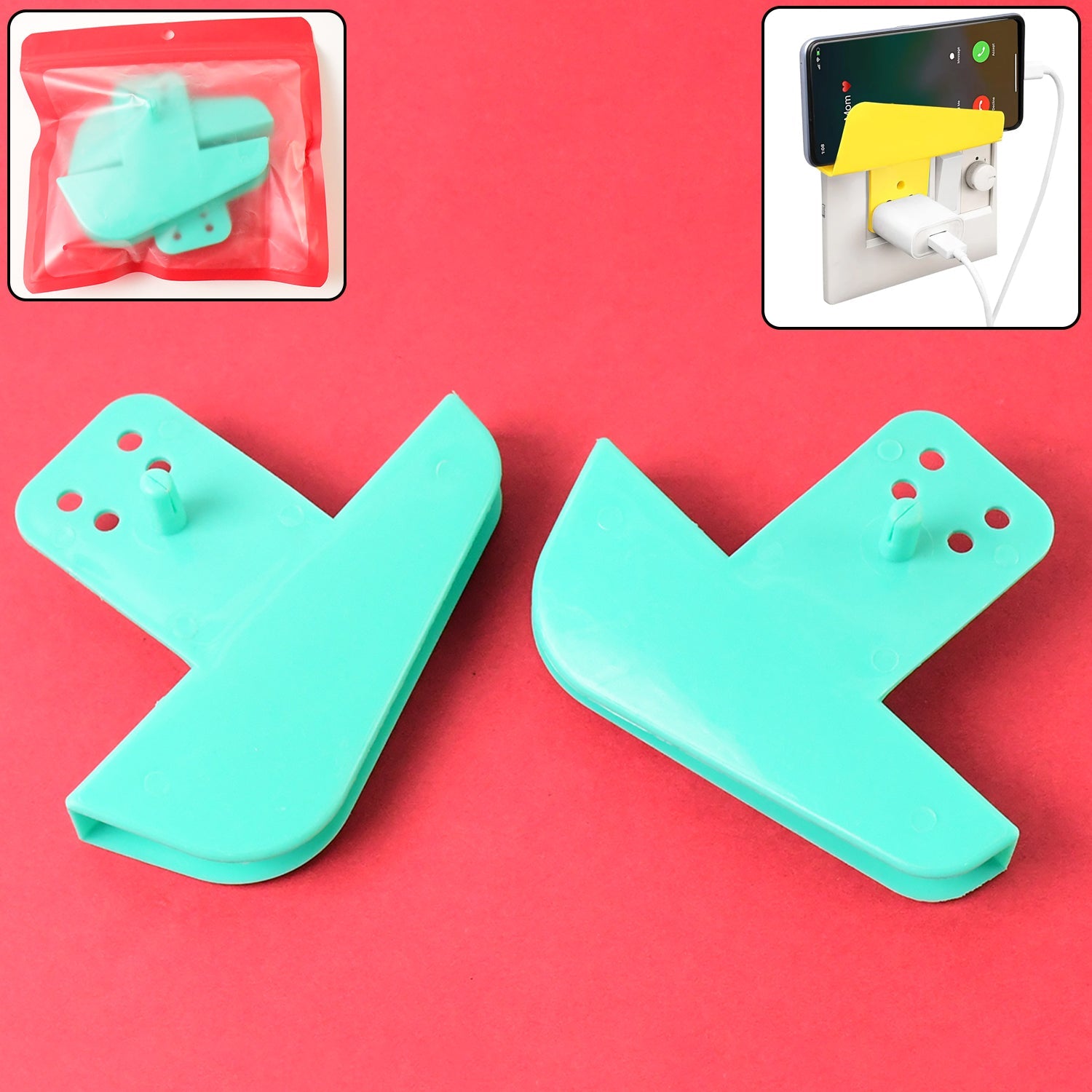 Plastic Secure Mobile Phone Charging Stand Holder (2 Pc  Mix Color) Wukusy