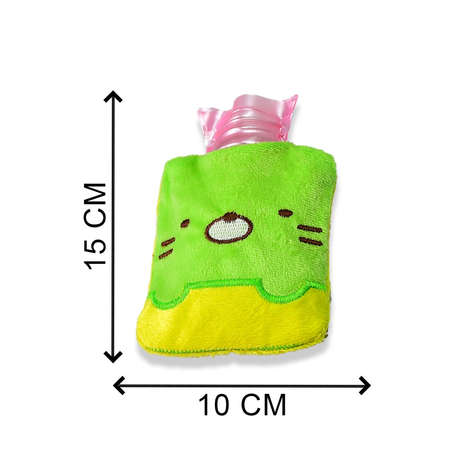 6514 Green Kitty Small Hot Water Bag With Cover For Pain Relief Neck Shoulder Pain And Hand Feet Warmer Menstrual Cramps. Wukusy