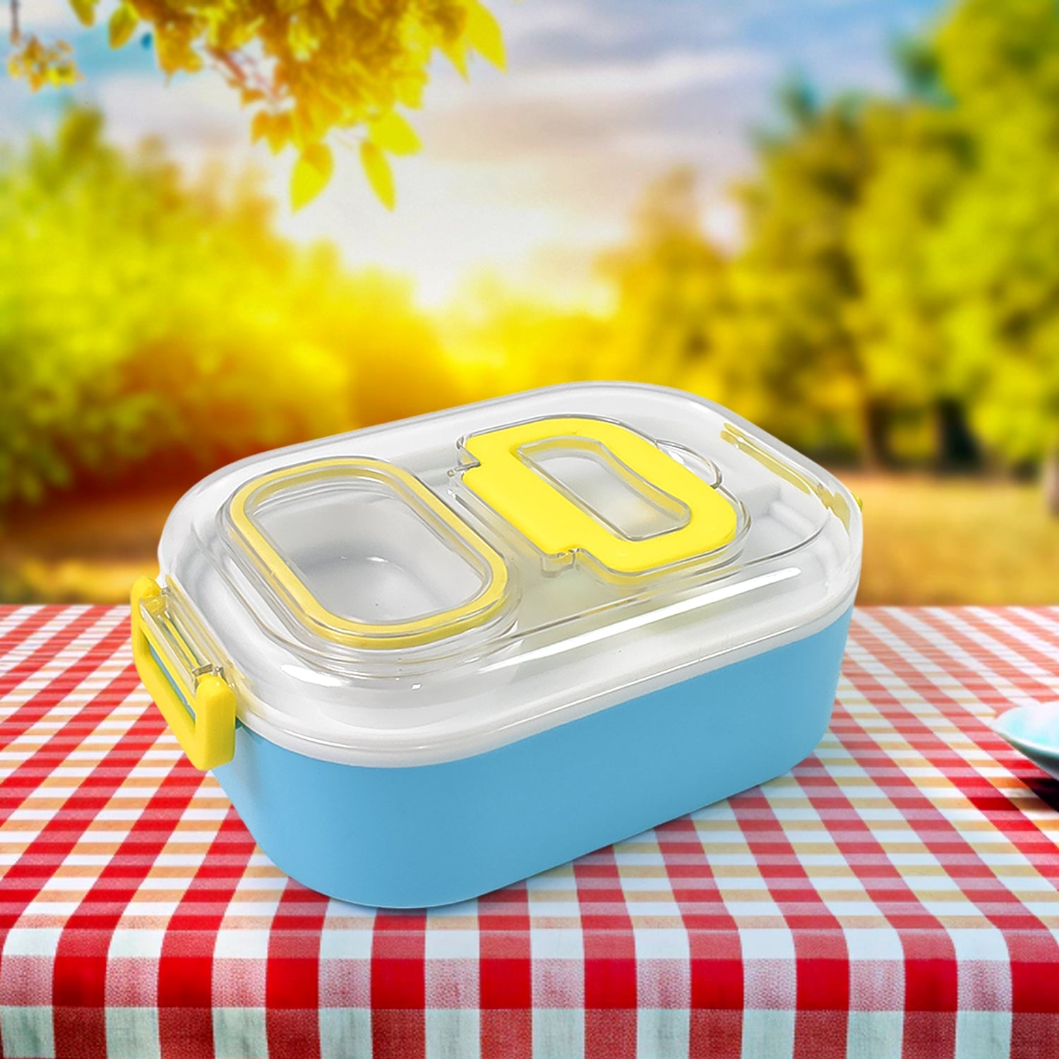 Durable Plastic Lunch Box For Kids With 2 In 1 Spoon Fork (1 Pc) Wukusy
