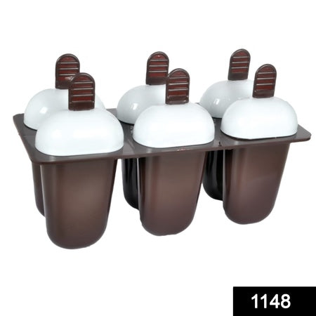 1148 Plastic Ice Candy Maker Kulfi Maker Moulds Set With 6 Cups (Multicolour) Wukusy