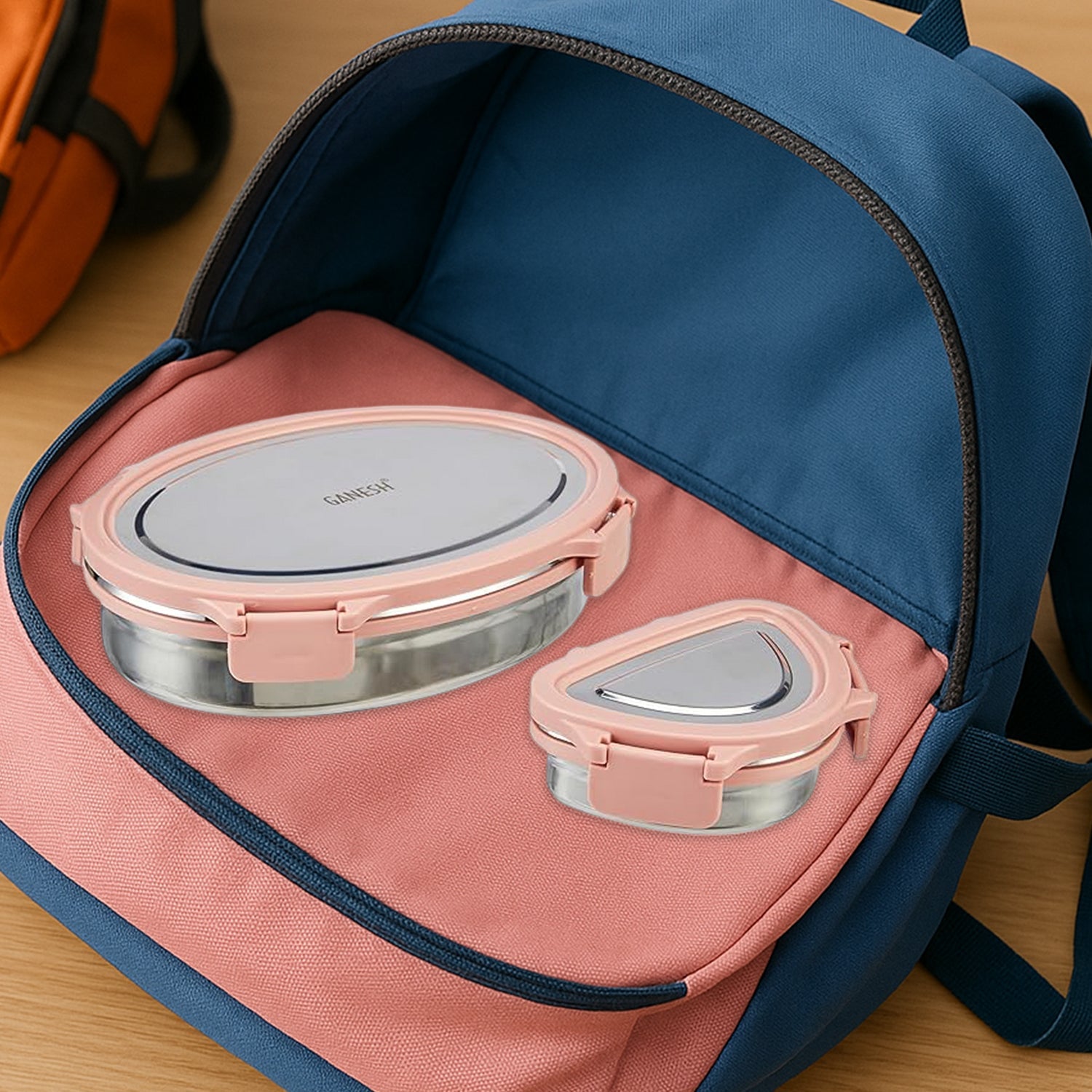 Ganesh Classy 2-piece Stainless Steel Lunch Box Set Wukusy