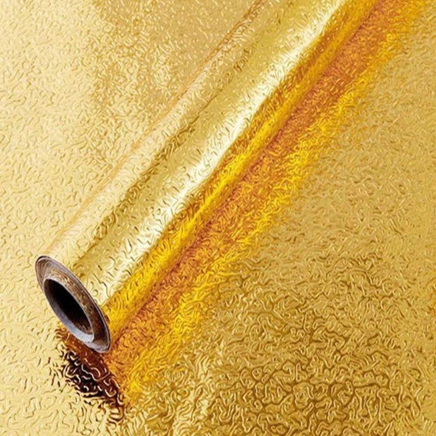 Oil Proof Sticker Waterproof Self Adhesive Aluminum Foil Wallpaper (60 Cm2m  Golden  1 Pc) Wukusy