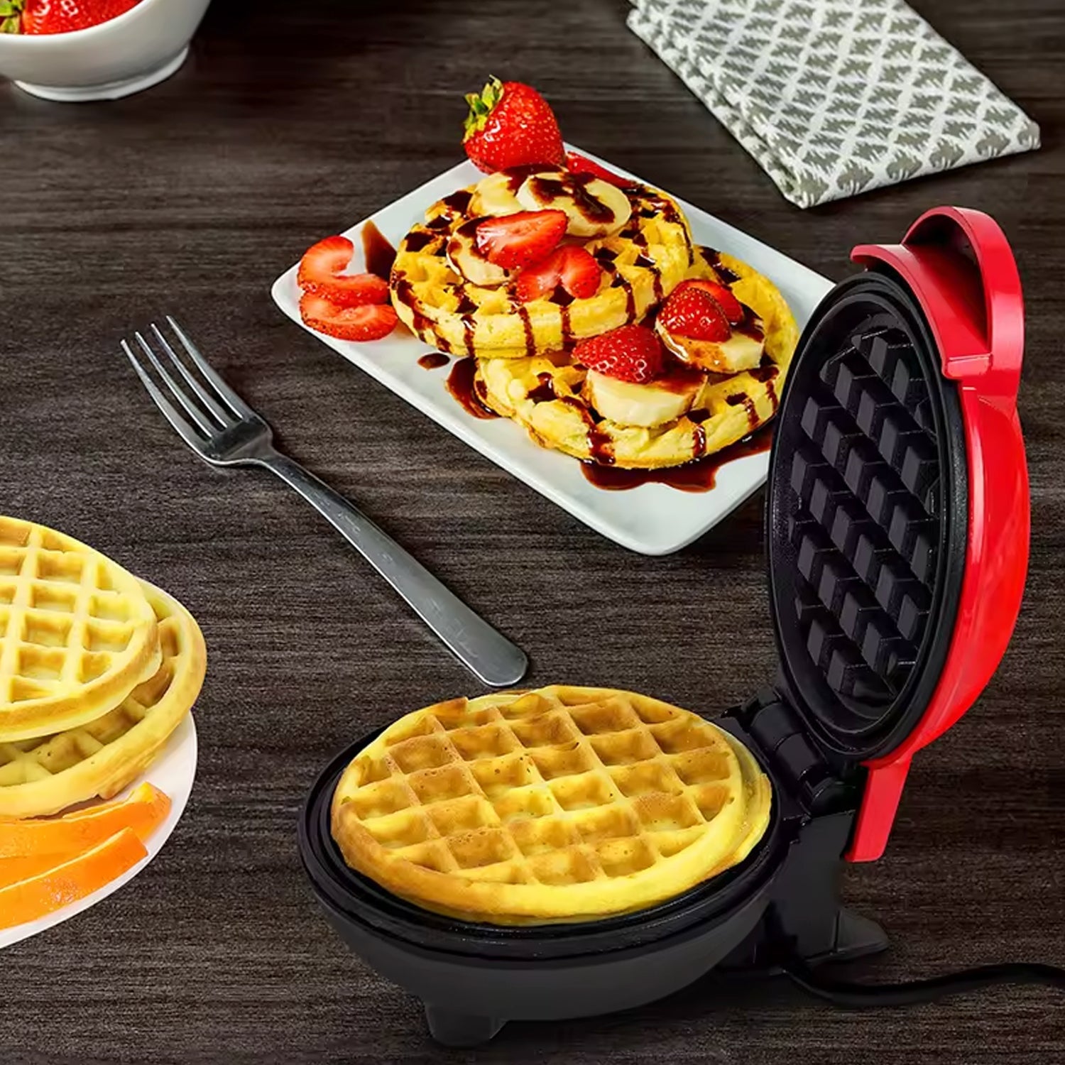 Mini Waffle Maker Machine Waffle Iron Home Appliances Kitchen Gift Easy To Clean On-stick Surfaces Perfect Breakfast Dessert Sandwich Pan Cakes Paninis  Other Snacks Machine Wukusy