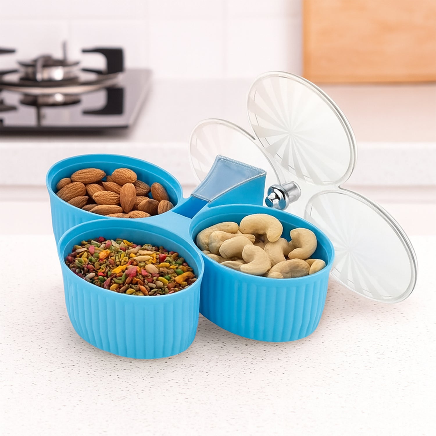 Premium 3-compartment Revolving Dry Fruit Box (1 Pc) Wukusy
