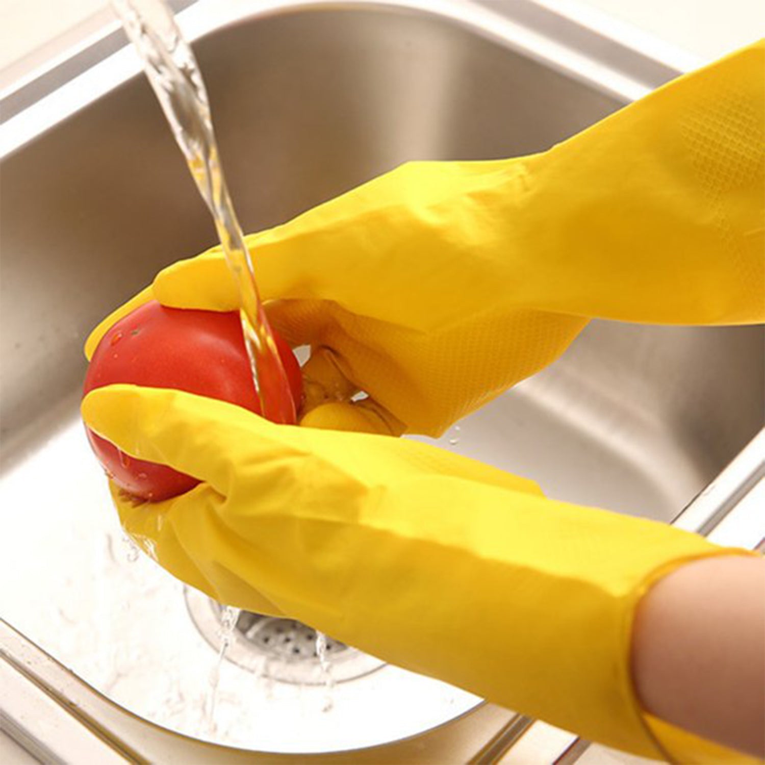 4854 2 Pair Med Yellow Gloves For Types Of Purposes Like Washing Utensils Gardening And Cleaning Toilet Etc. Wukusy