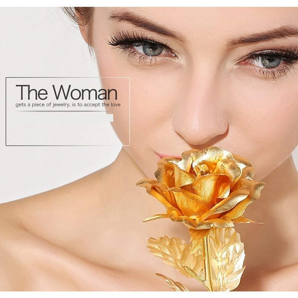 0606 Luxury Decorative Gold Plated Artificial Golden Rose With Premium Box Wukusy