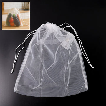 Reusable Transparent Drawstring Mesh Storage Bag (1 Pc) Wukusy