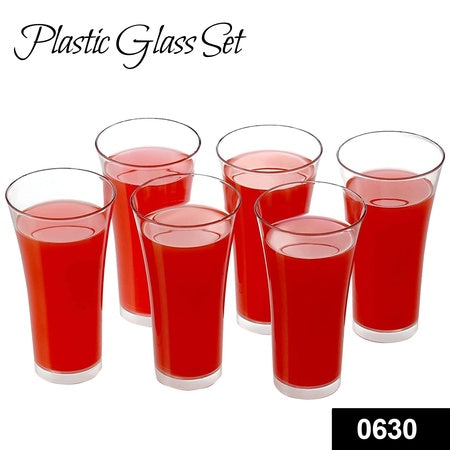0630 Stylish Look Plastic Juicy Glass Transparent Glasses Set 300ml (6pcs) Wukusy