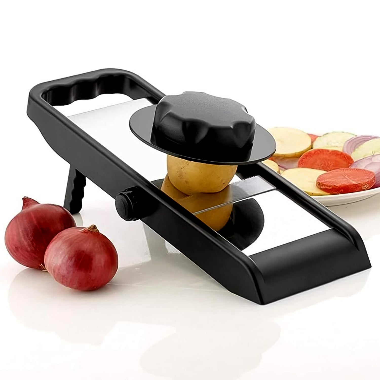 Adjustable Slicer Stainless Steel And Plastic Premium Multipurpose Potato  Onion Slicer And Grater (1 Pc) Wukusy