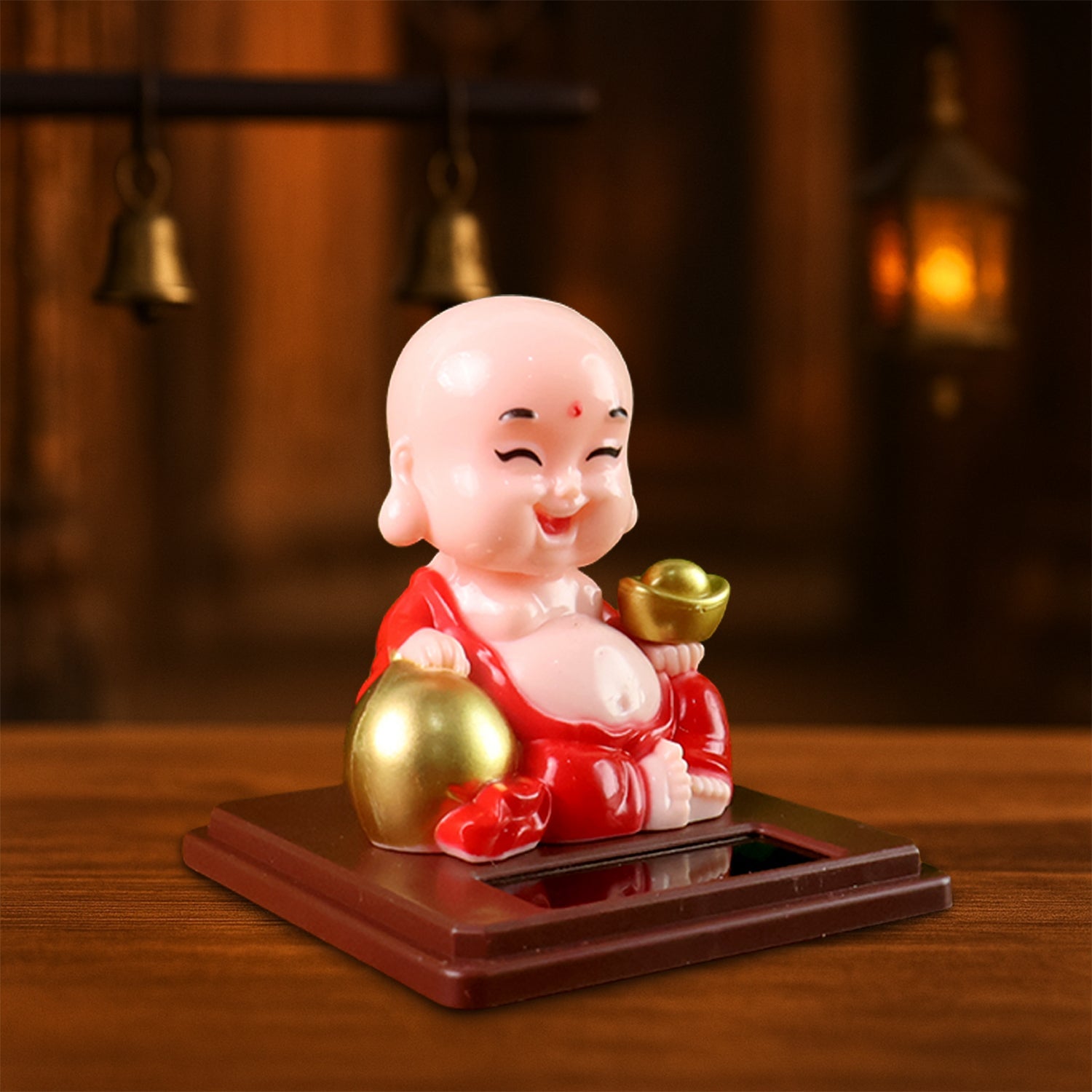 Solar Power Moving Head Buddha Statue Car Ornament (1 Pc  Mix Color) Wukusy