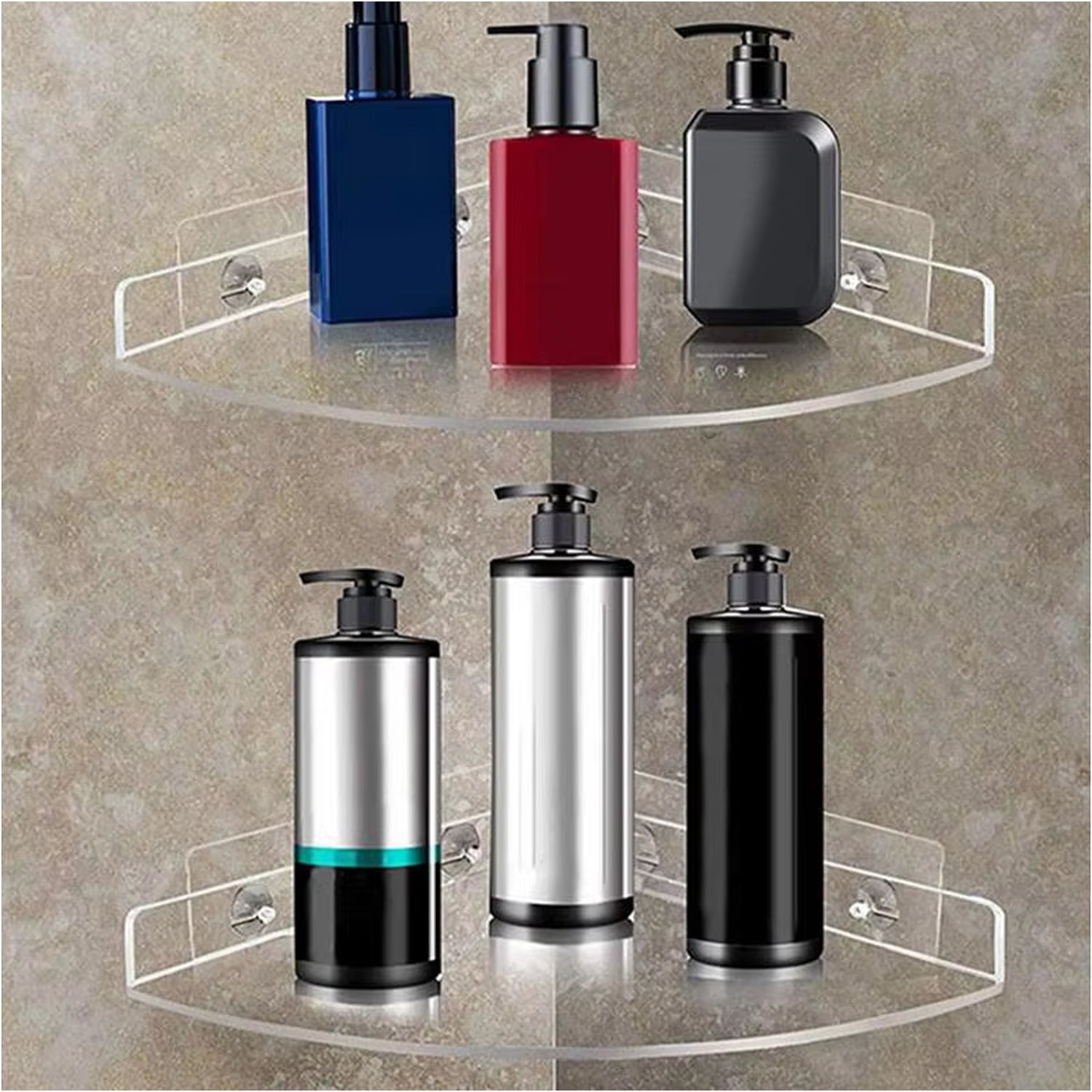 Bathroom Plastic Corner Shelf Rack Set For Wall Number Of Shelves (3 Pcs Set) Wukusy