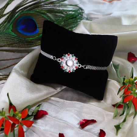 Sunflower Shape Rakhi With Silver Chain Wukusy