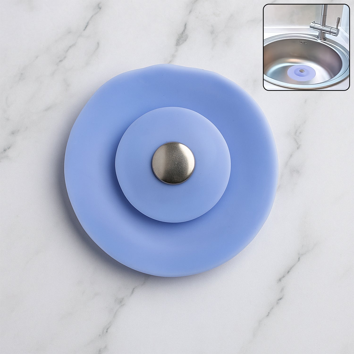 Creative 2-in-1 Blue Silicone Sewer Sink Sealer Cover Drainer (Multicolour  1 Pc) Wukusy