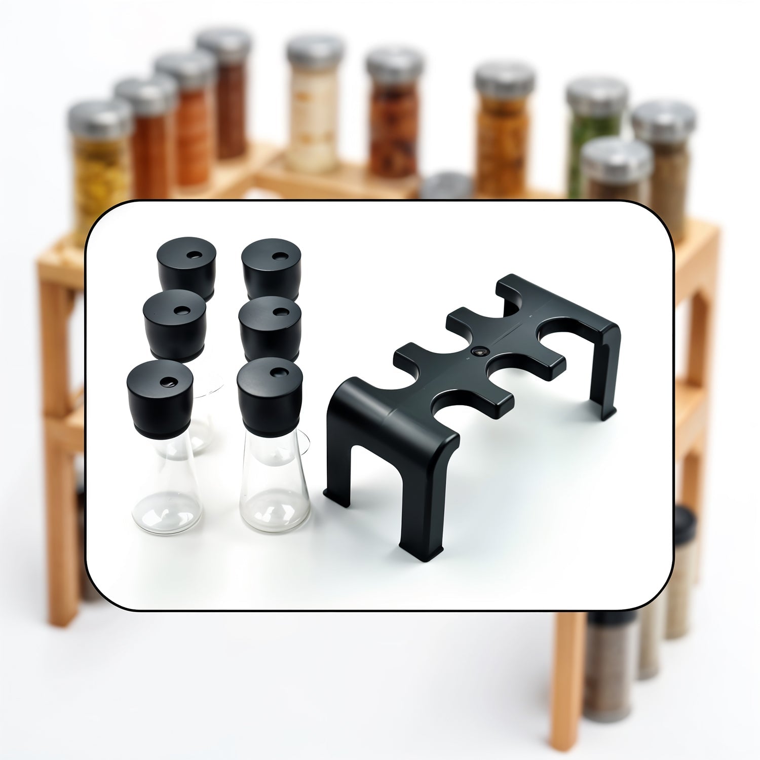 6-piece Plastic Spice Jar Set With Stand Wukusy