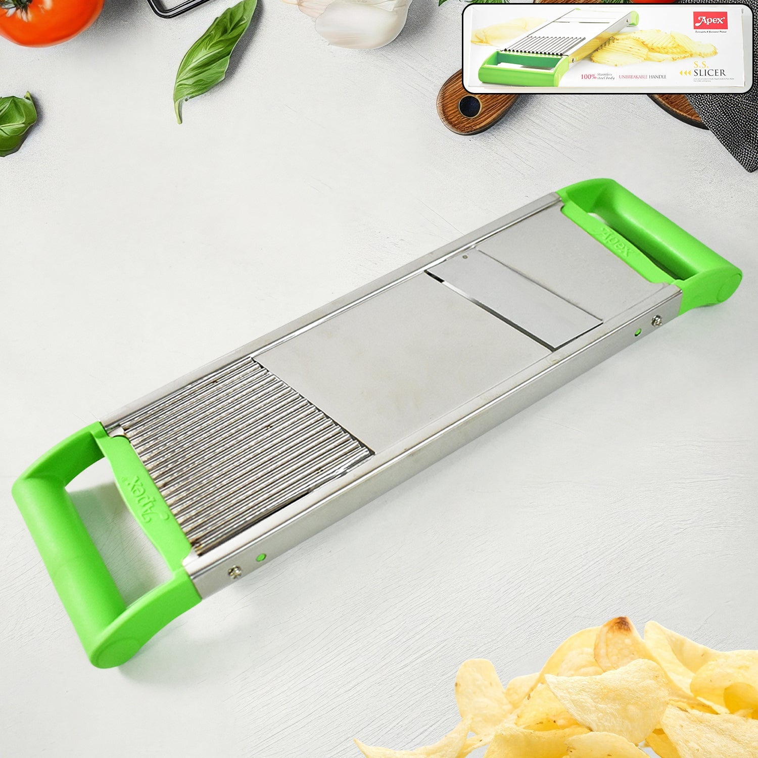 Apex Stainless Steel Vegetable Slicer (2-in-1) Wukusy