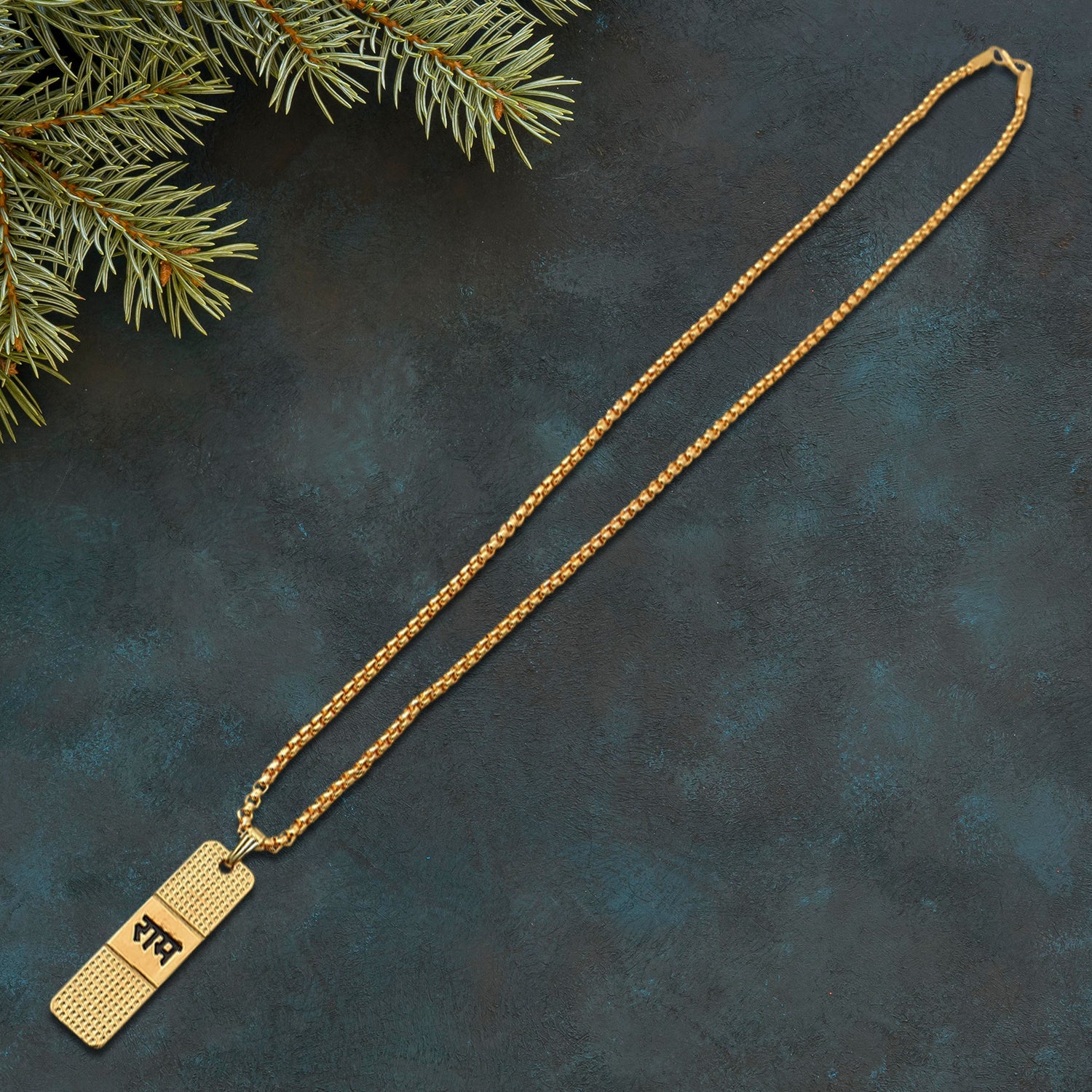 Golden Ram Naam Locket With Chain (1 Pc) Wukusy