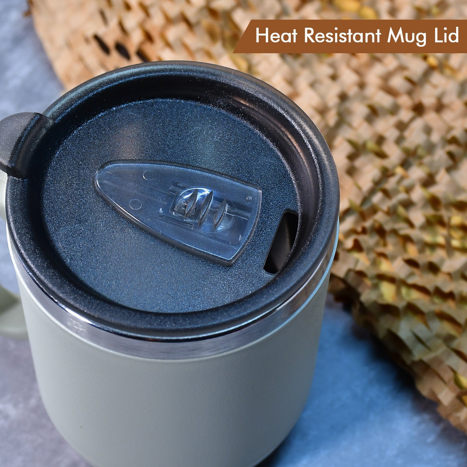 8137 Ganesh Premium Stainless Steel Coffee Mug With Heat Resistant Mug Lid. Approx 400ml Mug. Wukusy