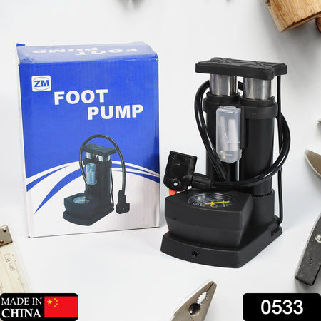 0533 Portable Mini Bike Pumpcycle Pump Foot Activated With Gauge Floor Bicycle Pump  Cycle Pump Wukusy