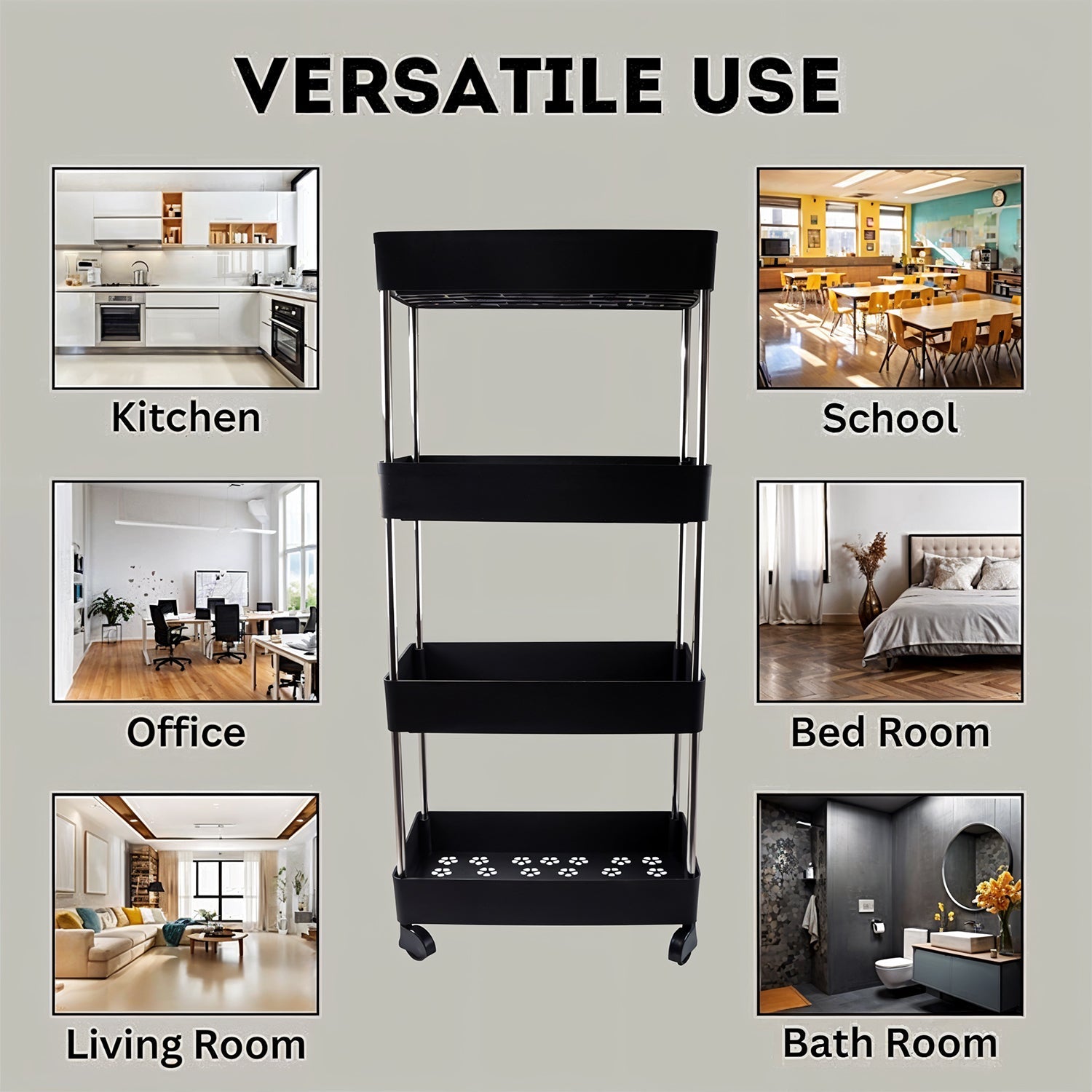 Movable Storage Rack Trolley Wukusy