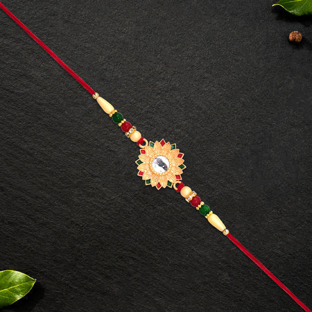 Floral Rakhi With Mirror Centerpiece Wukusy