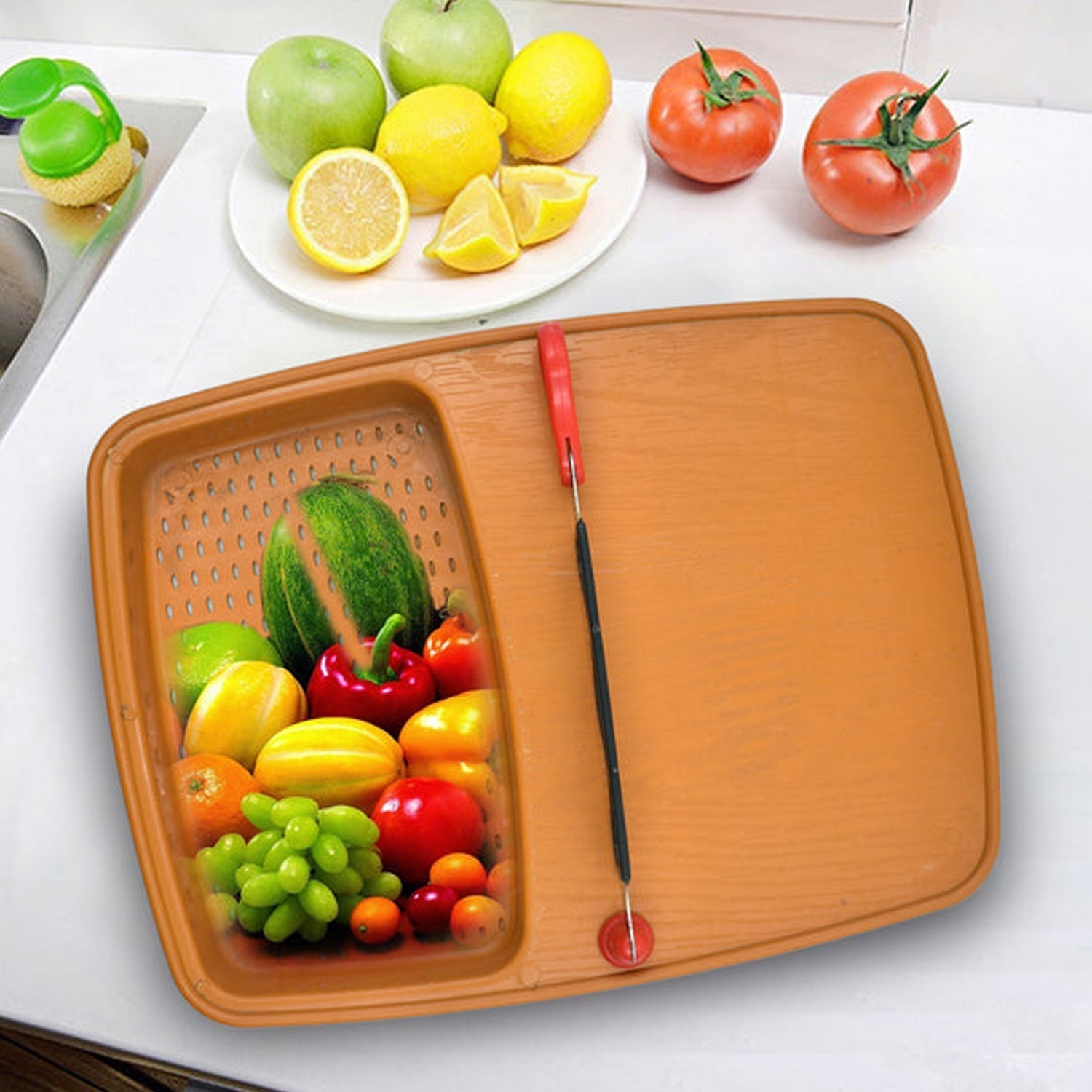 2687 Cut N Wash Box And Tray Used In All Kinds Of Household Kitchen Purposes For Cutting And Washing Within Of Fruits And Vegetables. Wukusy