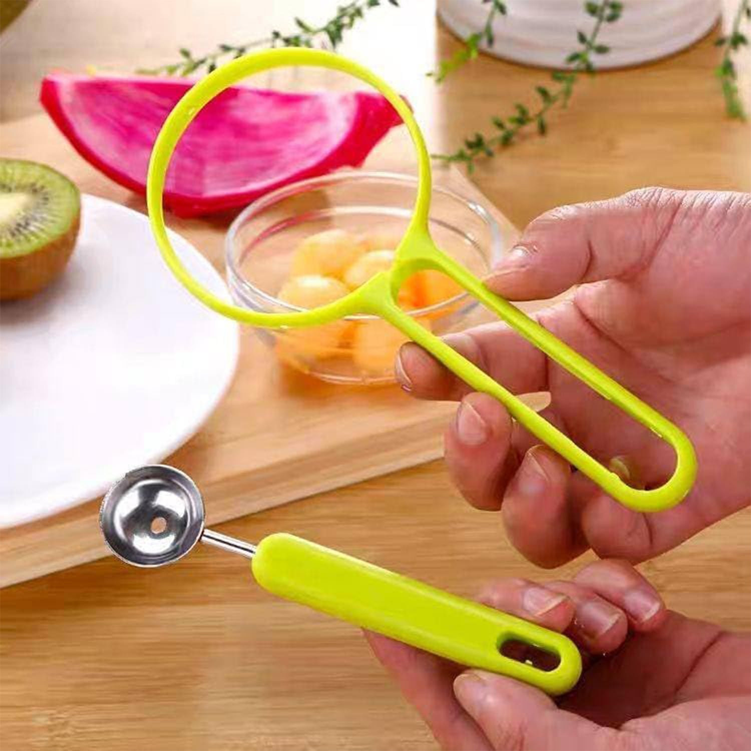 8154 2 In 1 Kitchen Tool - Soft Fruit Peeler And Baller - Avocado Papaya Watermelon Honey Dew - Kitchen Gadget Tool (1 Pc) Wukusy