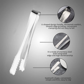 Stainless Steel Tong For Lifting Ice Cubes Sugar Cubes  Serving Tongs (13 Cm  1 Pc) Wukusy