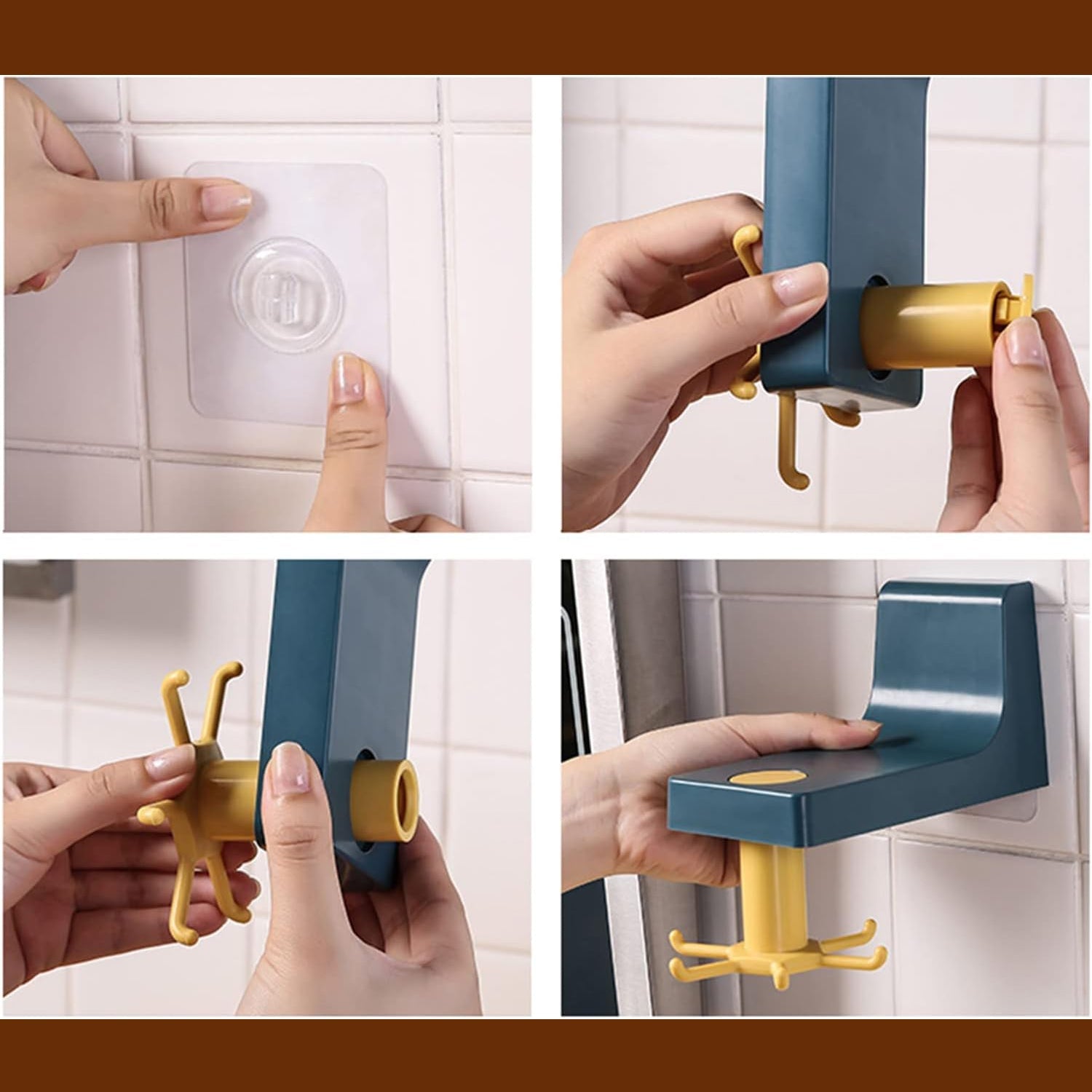 4605 360 Degree Rotating Self Adhesive Plastic Wall Hook Hanger Multifunctional Hanger With 6 Heavy Duty Claw Hooks Wukusy