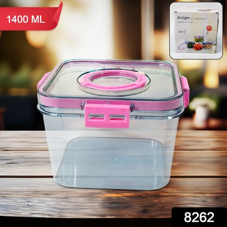 8262 High Quality Plastic Food Storage Container Clear Washable Refrigerator Food Box Food Container Fruit Box Container With Lid (1400 Ml) Wukusy