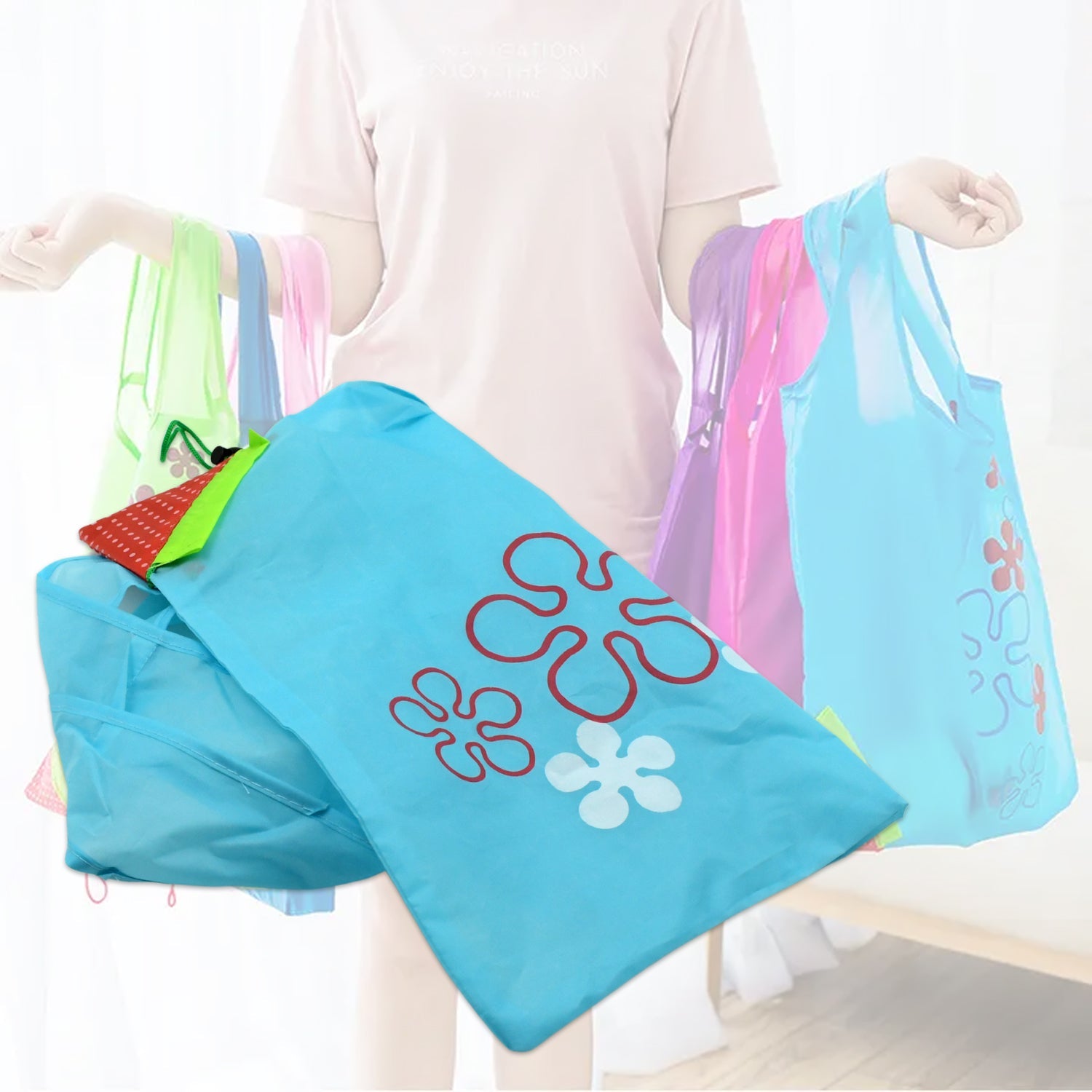 7737 Reusable Grocery Bags - Reusable Bags With Handles - Washable Reusable Shopping Bags Foldable Wukusy