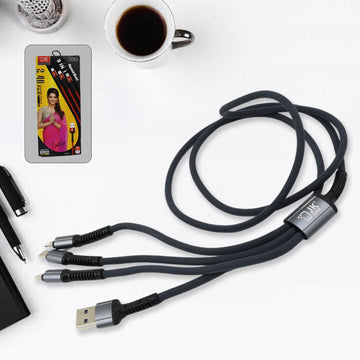 3 In 1 Multi Super Fast Charging Cable (1 Pc  1200 Mm) Wukusy