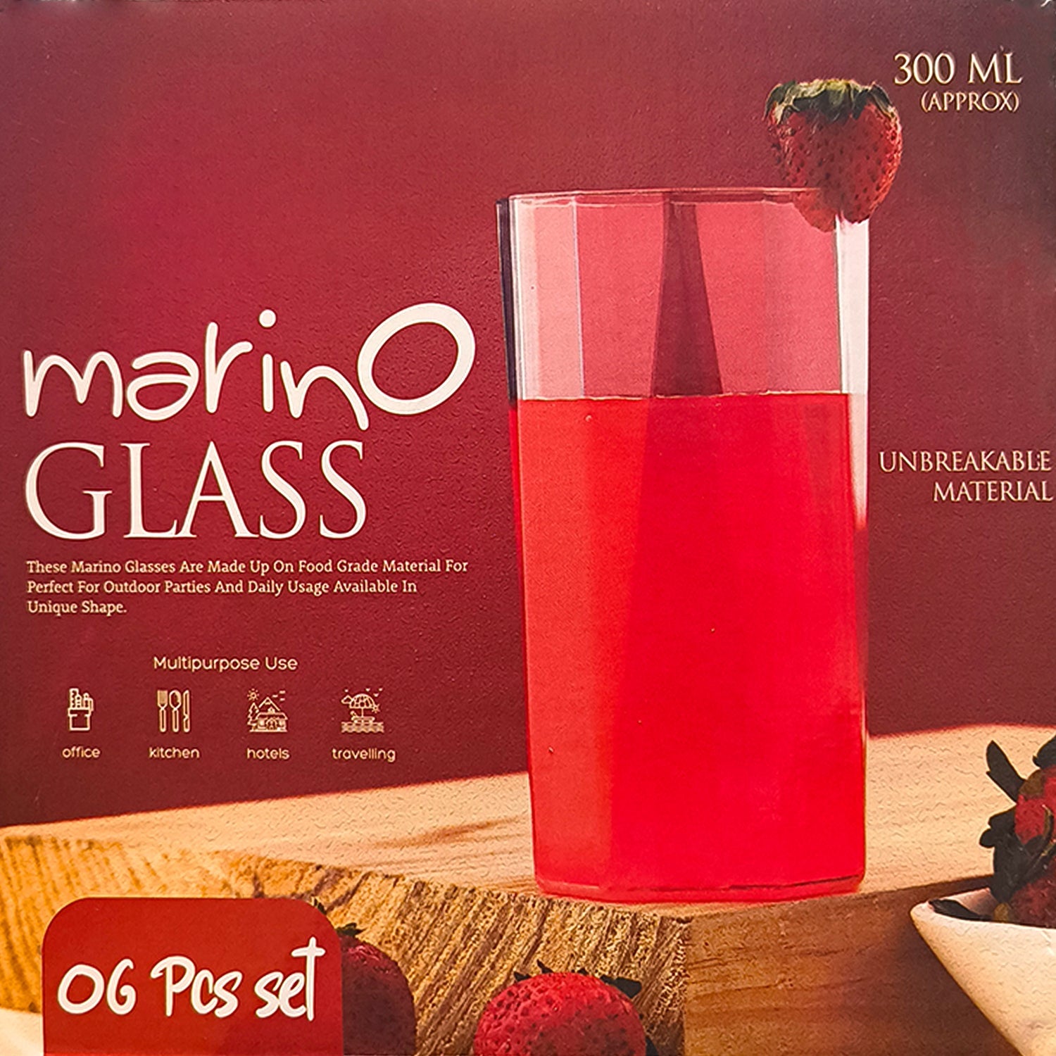 Apex Merino N Glass Unbreakable Plastic Drinking Glass Set (6pc300ml) Approx Wukusy
