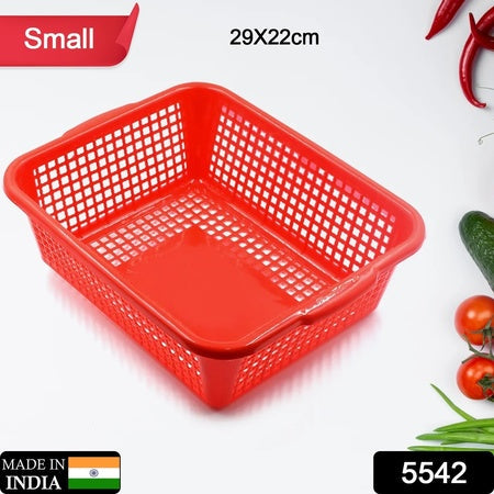 5542 Plastic 1 Pc Kitchen Small Size Dish Rack Drainer Vegetables And Fruits Washing Basket Dish Rack Multipurpose Organizers (29x22cm Mix Color) Wukusy
